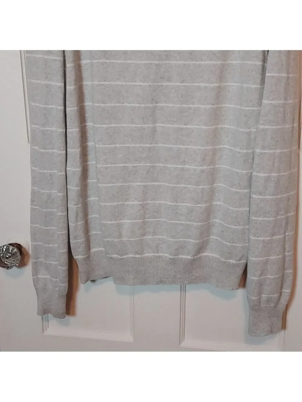 J Crew Men's Gray Stripe Cashmere Blend Grandpa Cardigan